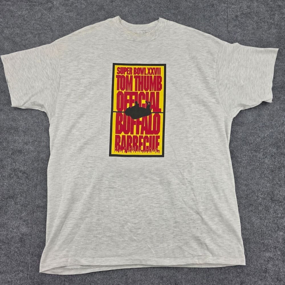 Vintage 1993 Hanes Beefy-T Super Bowl XXVII Dallas Cowboys BBQ Shirt XL Gray